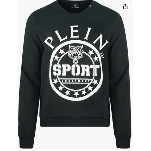 Philipp Plein Sport Sweater Mens Large Black White Cotton Luxury
